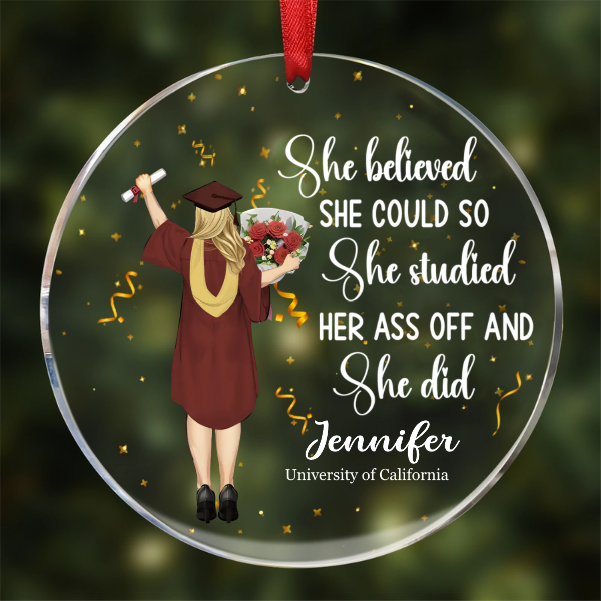 Graduation She Believed She Could - Personalized Circle Acrylic Ornament