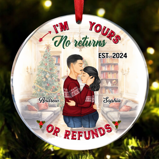 No Returns Or Refunds - Christmas Gift For Couples - Personalized Custom Circle Acrylic Ornament