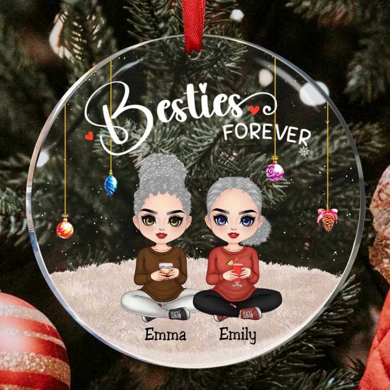 Besties - Besties Forever - Personalized Circle Ornament (TB)