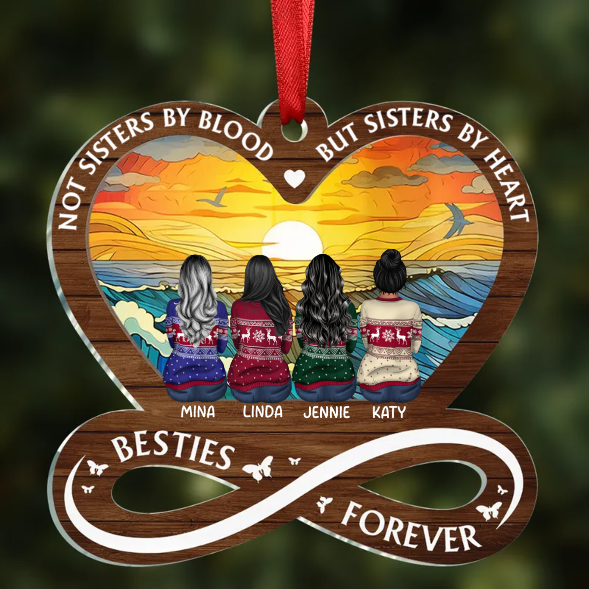 Not Sisters By Blood But Sisters By Heart - Personalized Acrylic Ornament