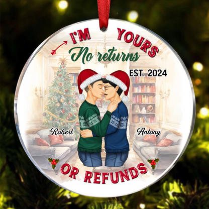 No Returns Or Refunds - Christmas Gift For Couples - Personalized Custom Circle Acrylic Ornament