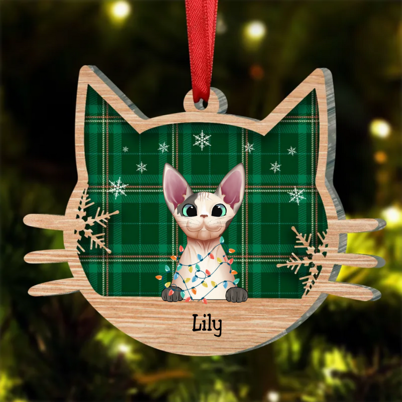 Cat Lovers - Happy Cat On Christmas Day - Personalized Ornament (LH)