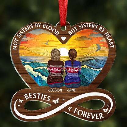 Not Sisters By Blood But Sisters By Heart - Personalized Acrylic Ornament