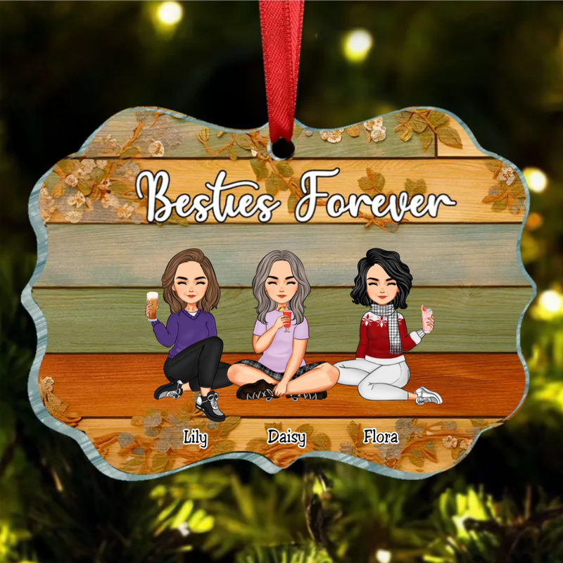 Besties - Besties Forever - Personalized Circle Ornament (LH)