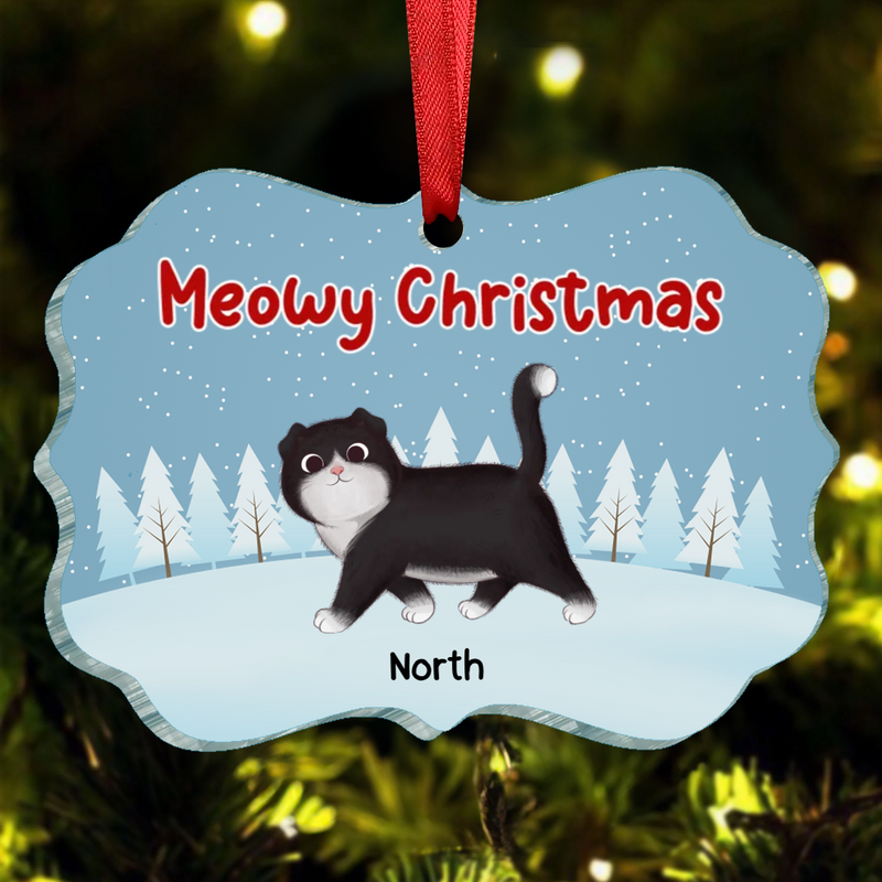 Cat Lovers - Meowy Christmas - Personalized Acrylic Ornament