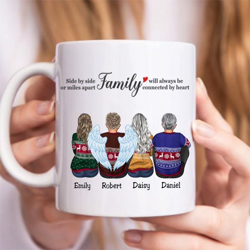 Family - Side By Side Or Miles Apart Family Will Always Be Connected By Heart - Personalized Mug (LH)