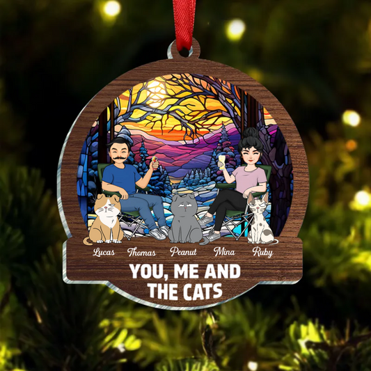 Camping You, Me And The Cats - Personalized Acrylic Ornament