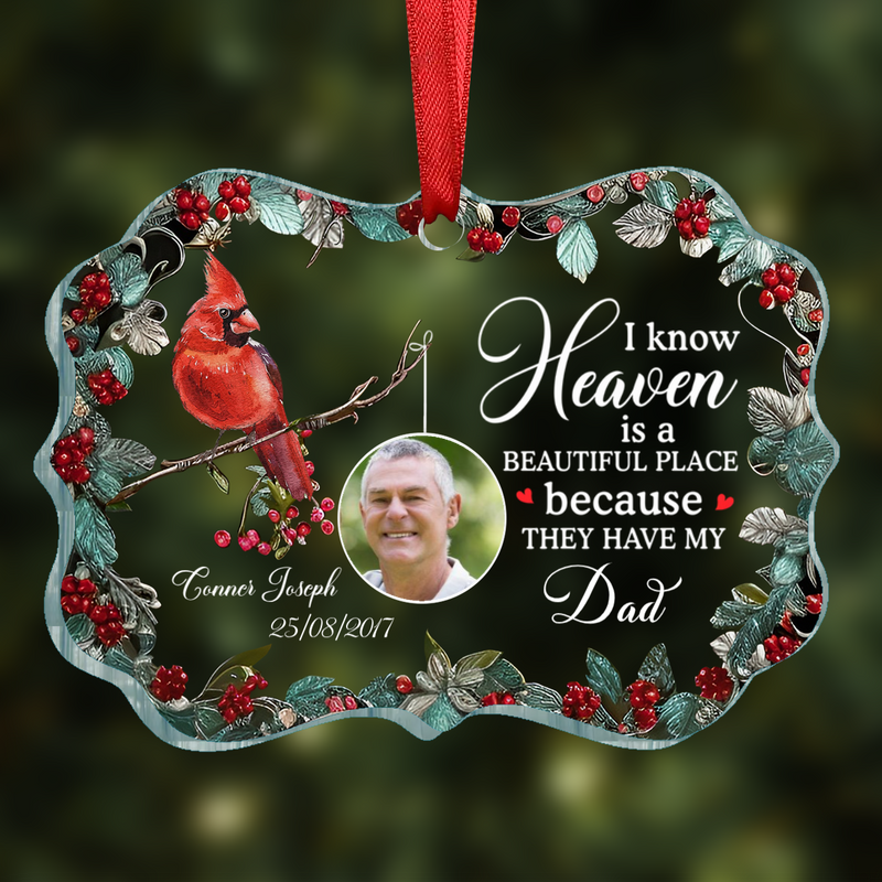 Memorial Gift - Heaven Is Beautiful Place - Personalized Transparent Ornament