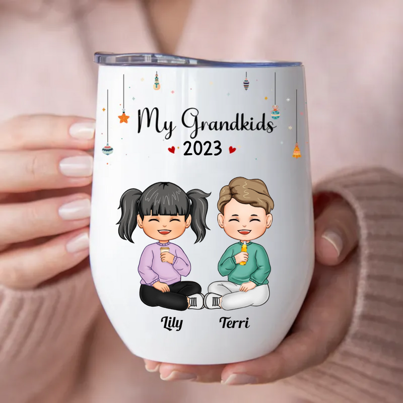 Family - My Grandkids - Personalized Wine Tumbler
