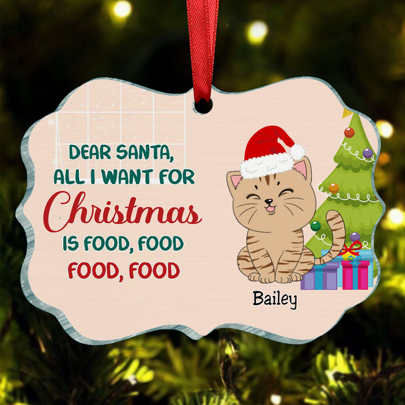 Cat Lovers - All I Want For Christmas Is Food - Personalized Acrylic Ornament