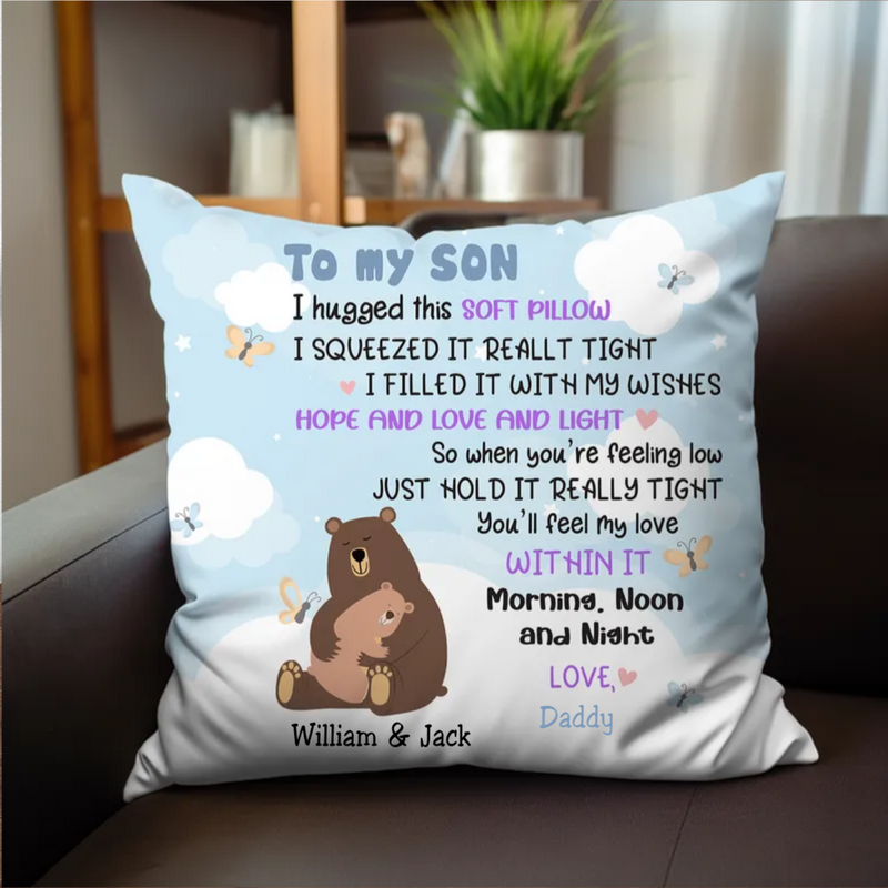 To My Son I Hugged This Soft Pillow - Personalized Pillow