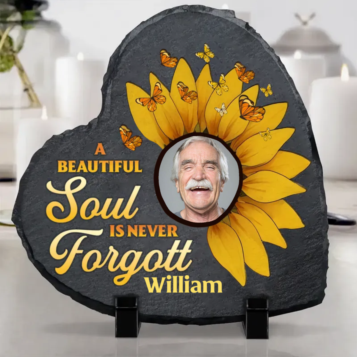 Custom Photo A Beautiful Soul Is Never Forgotten - Personalized Memorial Stone (TB)