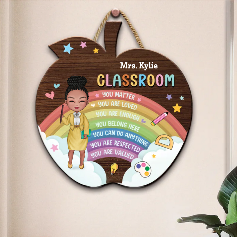 Teacher - You Belong Here - Personalized Apple Wood Sign