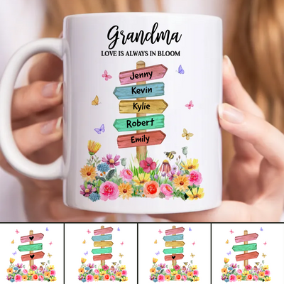 Grandma - Grandma Mom's Garden Butterflies, Where Love Grows - Personalized Mug