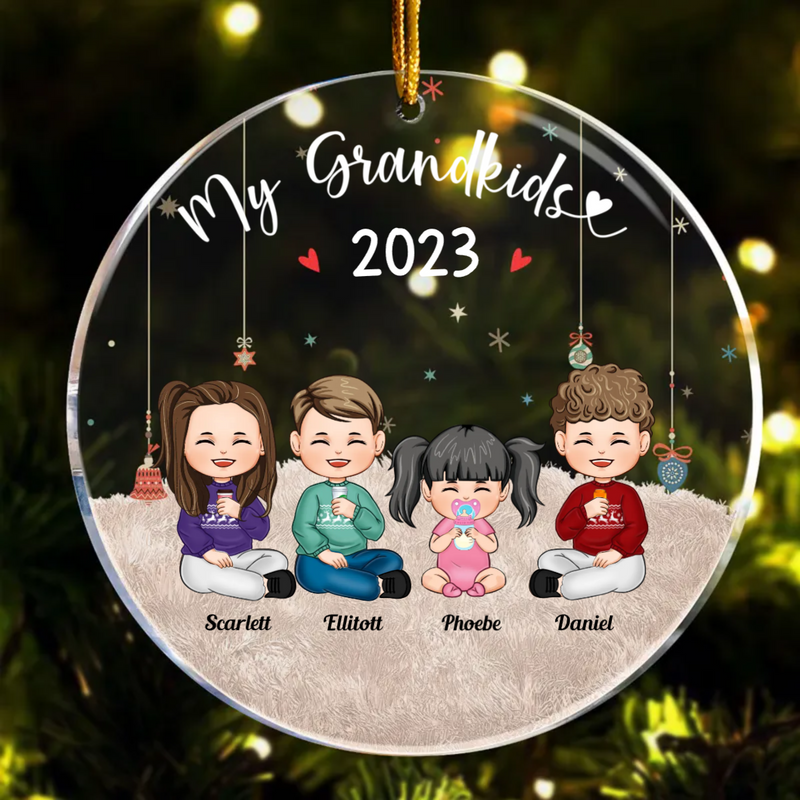 Family - My Grandkids - Personalized Acrylic Circle Ornament