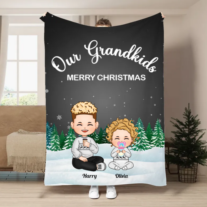 Family - Our Grandkids Merry Christmas  - Personalized Blanket