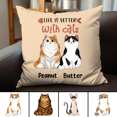 Cat Lovers - Life Is Better With Cats - Personalized Pillow - Makezbright Gifts