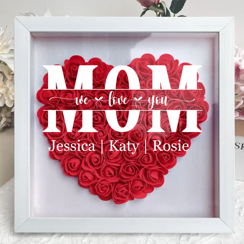 Family - We Love You - Personalized Flower Shadow Box
