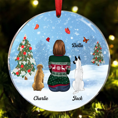 A Girl Who Loves Her Dogs Berry Tree Personalized Circle Ornament