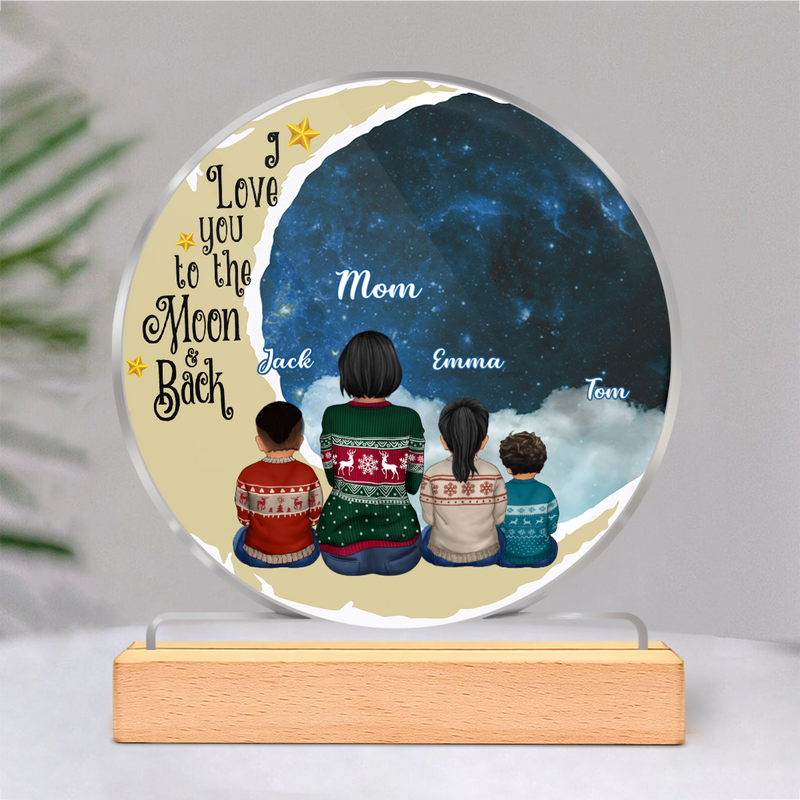 Mother - I love you to the moon and back - Personalized Circle Acrylic Plaque (II)