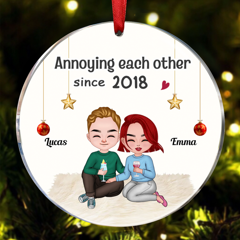 Couple -  Annoying Each Other Since - Personalized Circle Ornament