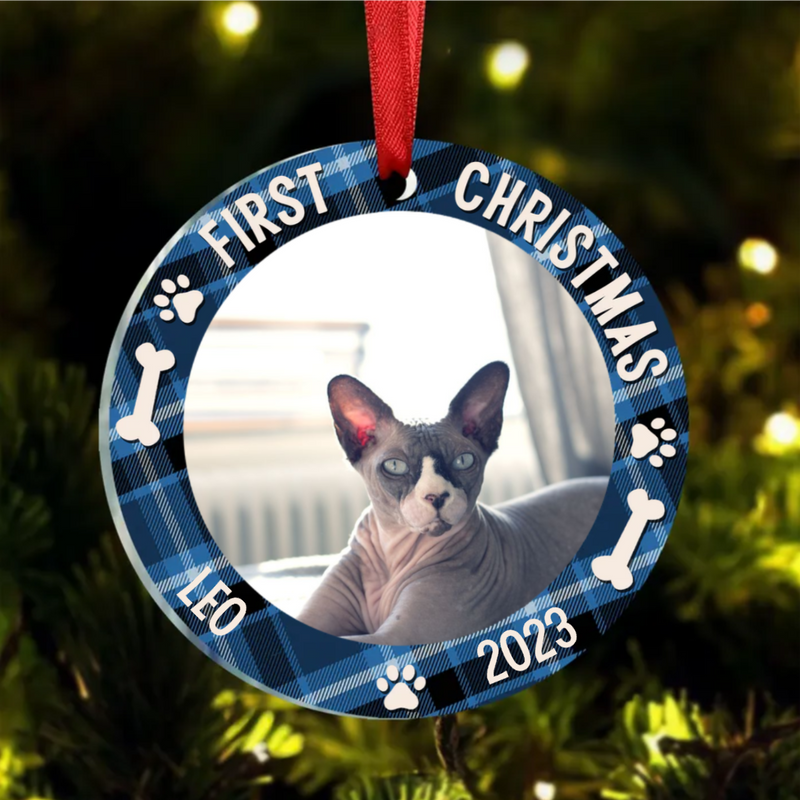 Pet Lovers - First Christmas - Personalized Circle Ornament (LH)