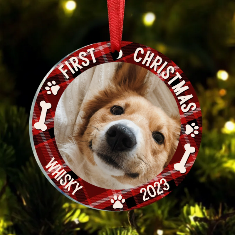 Pet Lovers - First Christmas - Personalized Circle Ornament (LH)