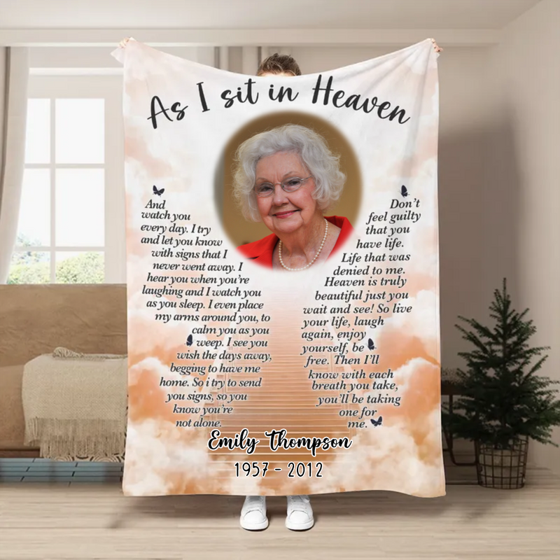 Family - As I Sit In Heaven - Personalized Blanket (LH)