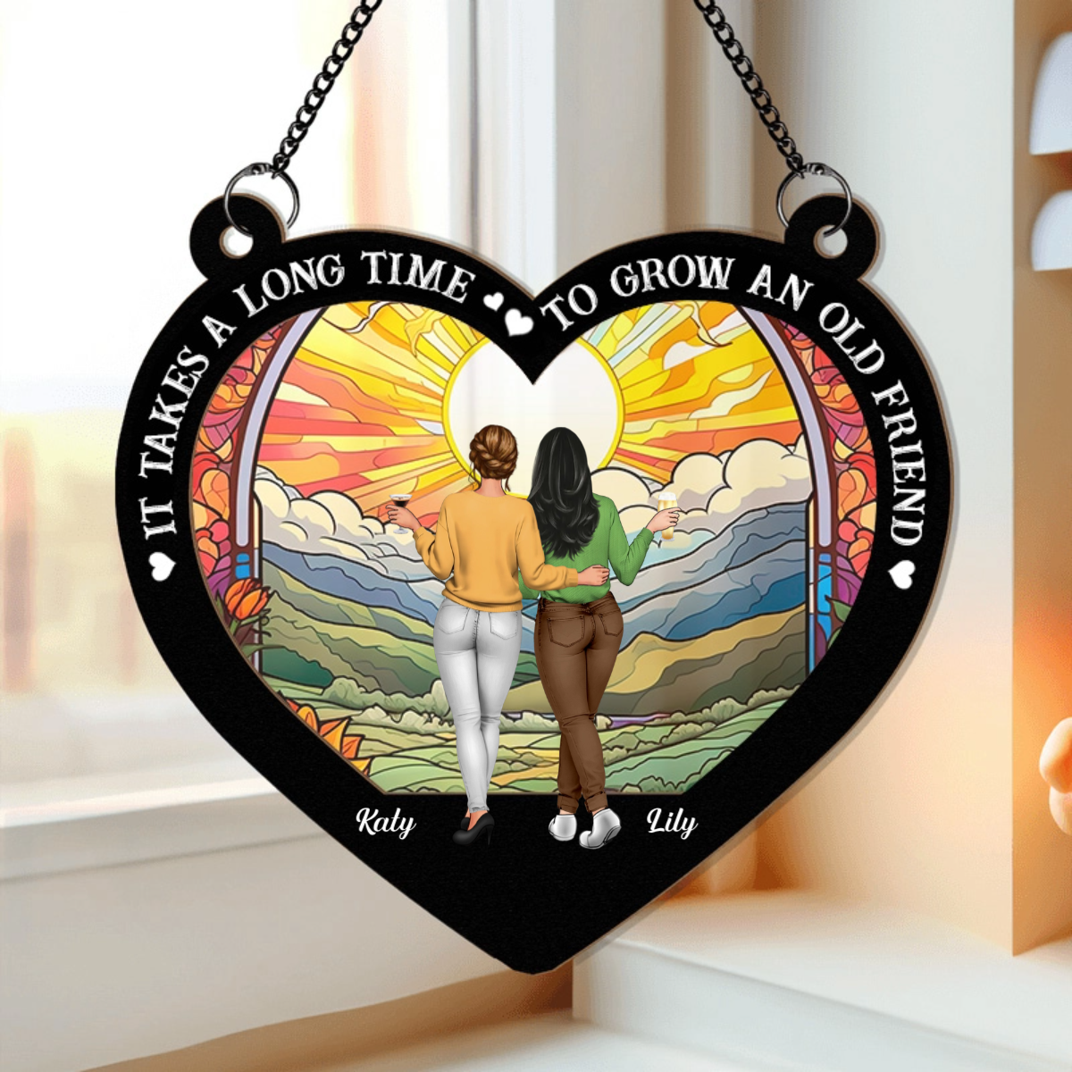 It Takes A Long Time Bestie Gift - Personalized Window Hanging Suncatcher Ornament