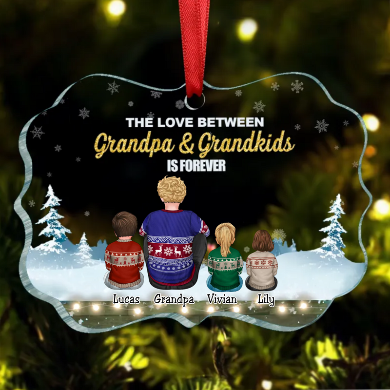 Family - The Love Between Grandpa & Grandkids Is Forever - Personalized Ornament
