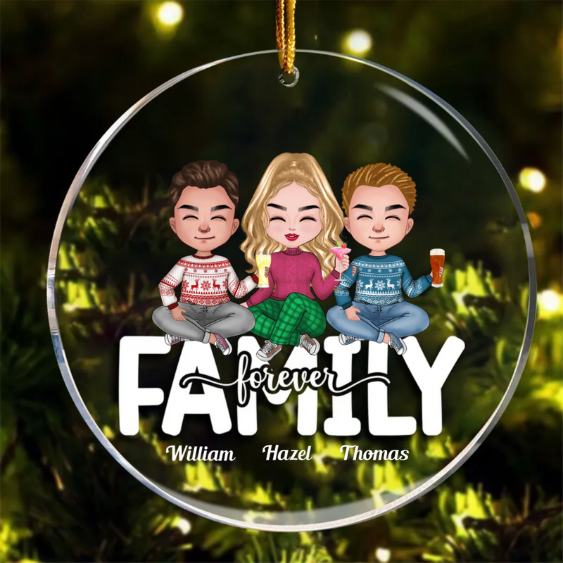 Family - Family Forever - Personalized Acrylic Circle Ornament
