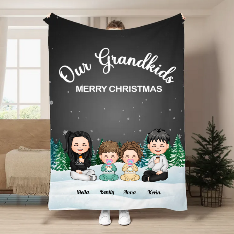 Family - Our Grandkids Merry Christmas  - Personalized Blanket