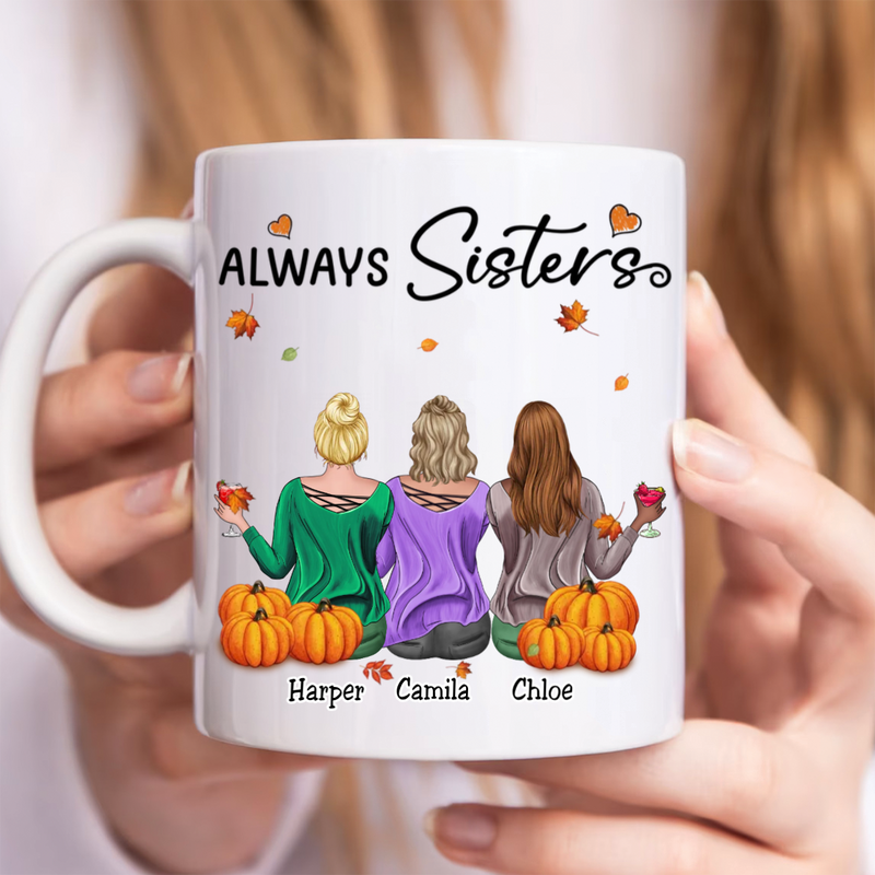 Besties- Fall Season Best Friends Sisters With Pumpkin - Personalized Mug