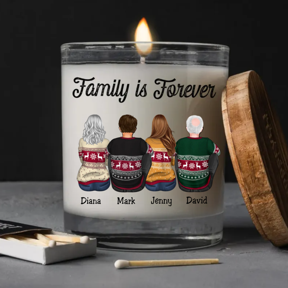 Family - Family Is Forever - Personalized Glass Candle