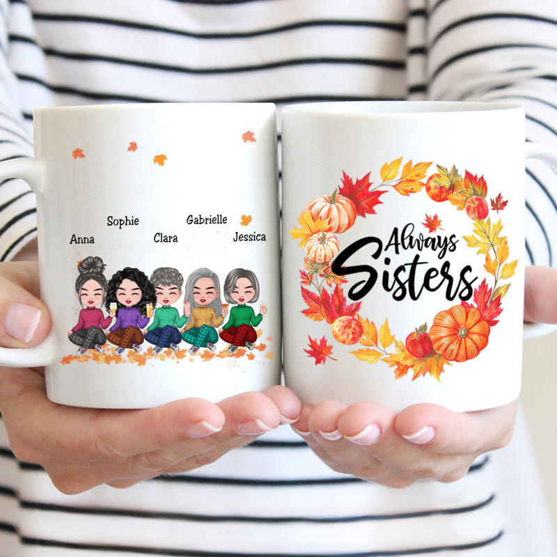 Besties -  Fall Season Wreath Pretty Girls - Personalized Mug