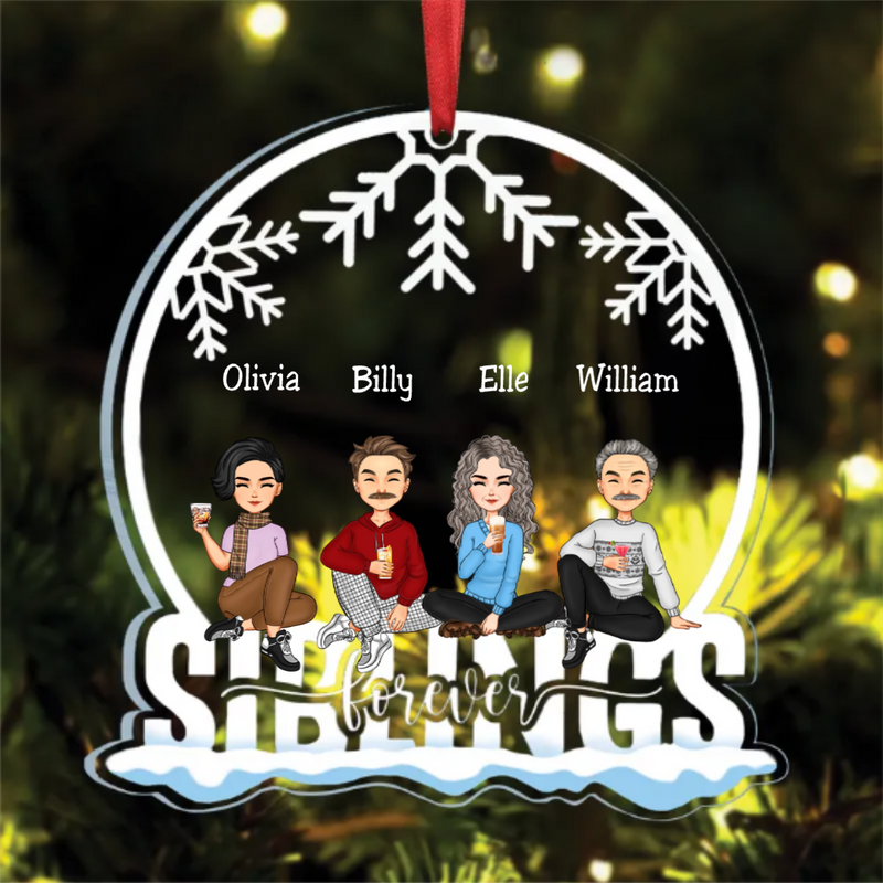 Family - Siblings Forever - Personalized Christmas Transparent Ornament (LH)