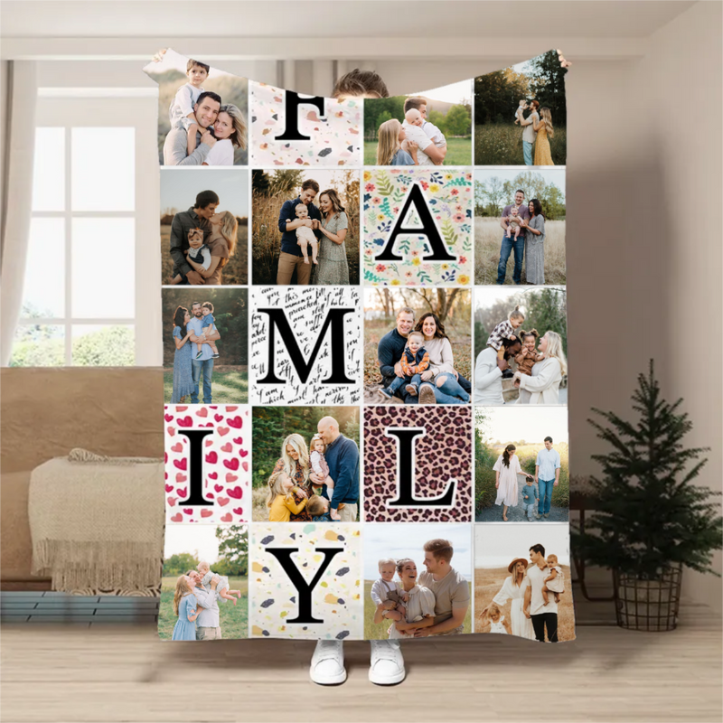 Family - Family Photo Collage - Personalized Blanket (HJ)