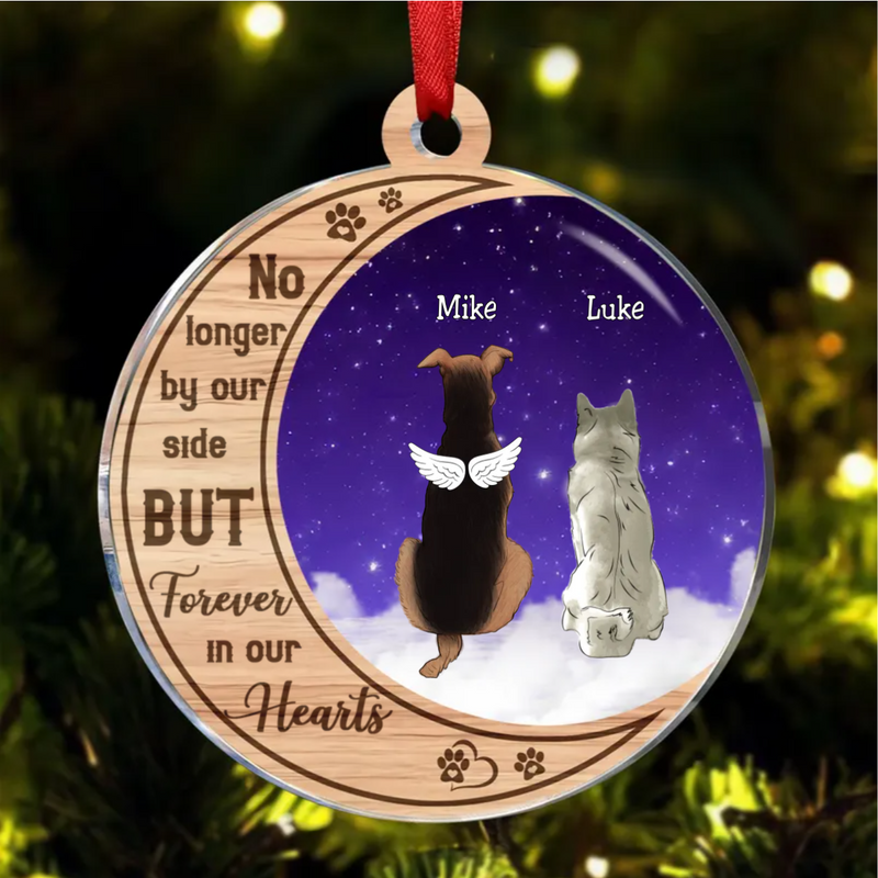Dog Lovers - No Longer By Your Side But Forever In Our Hearts – Personalized Acrylic Ornament