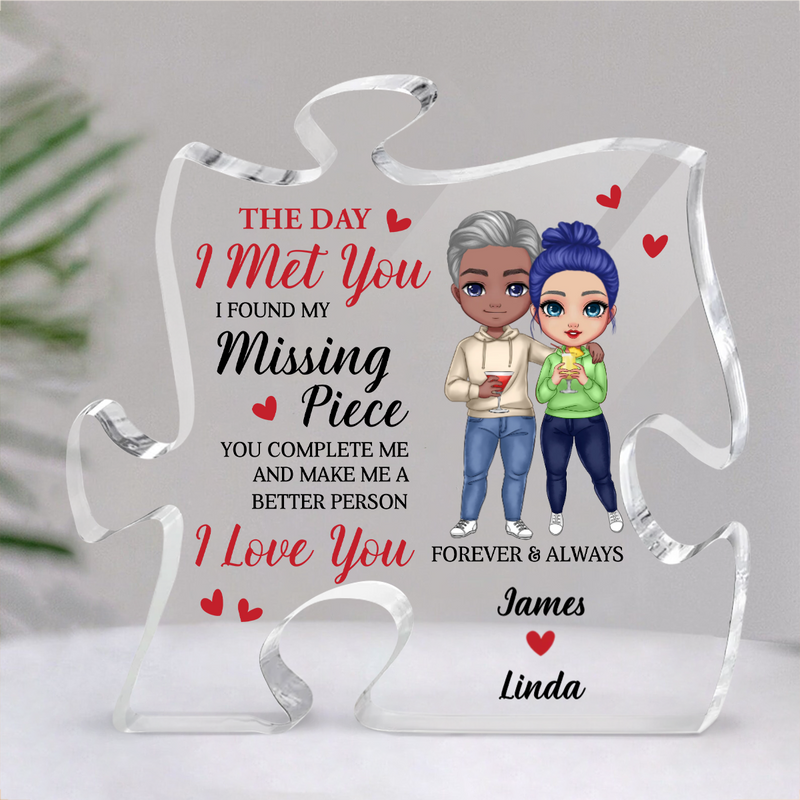 Couple - Doll Couple Found My Missing Piece Anniversary - Personalized Acrylic Plaque