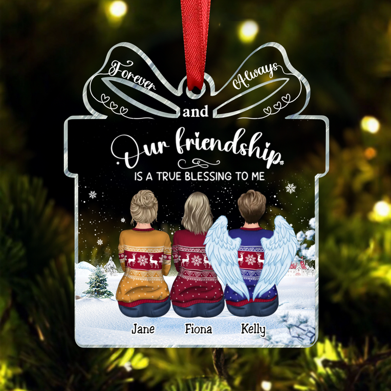 Besties - Our Friendship is a True Blessing to me - Personalized Transparent Ornament (II)
