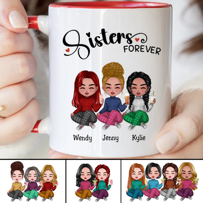 Sisters - Sisters Forever - Personalized Accent Mug (TB)