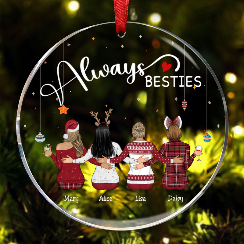 Besties - Always Besties - Personalized Circle Ornament