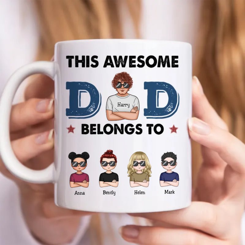 This Awesome Dad Belongs To  - Personalized Mug (TB)