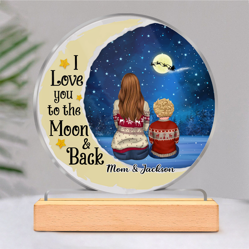 Mother - I love you to the moon and back - Personalized Circle Acrylic Plaque (M12)