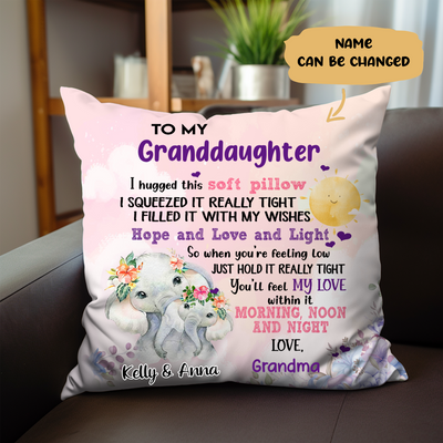 Granddaughter Grandson Elephant Hug This Pillow - Personalized Pillow - Makezbright Gifts
