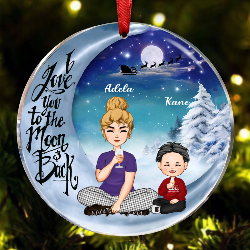 Grandma - I Love You To The Moon And Back - Personalized Circle Ornament T1