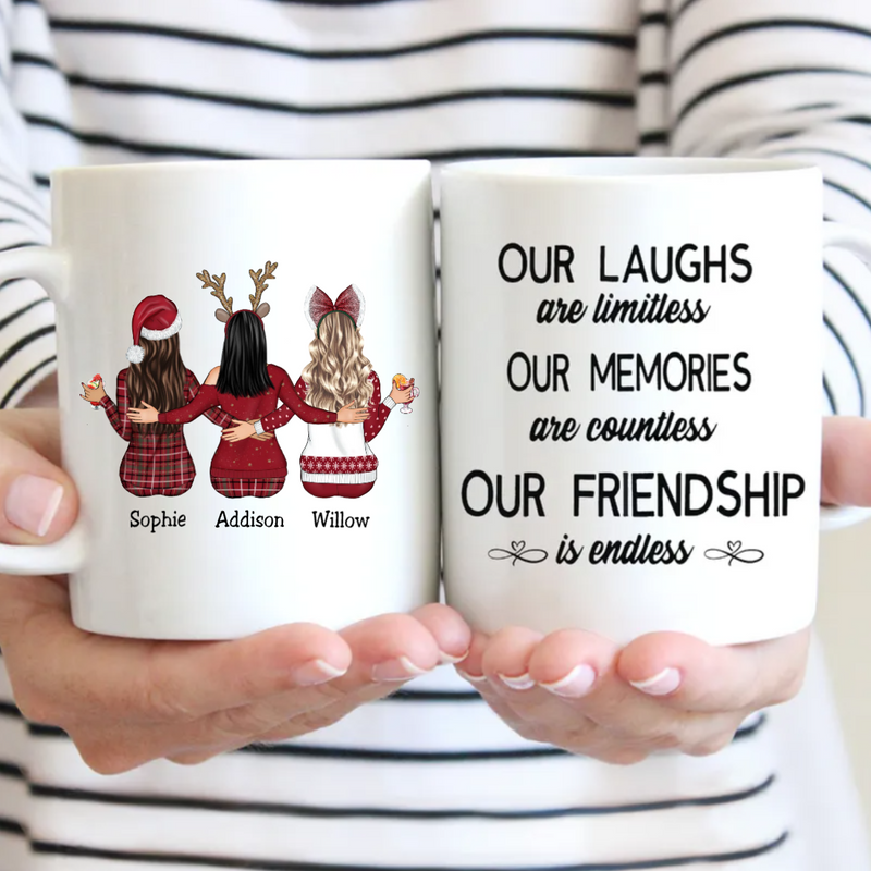 Our Laughs Are Limitless Our Memories Are Countless Our Friendship Is Endless - Personalized Mug