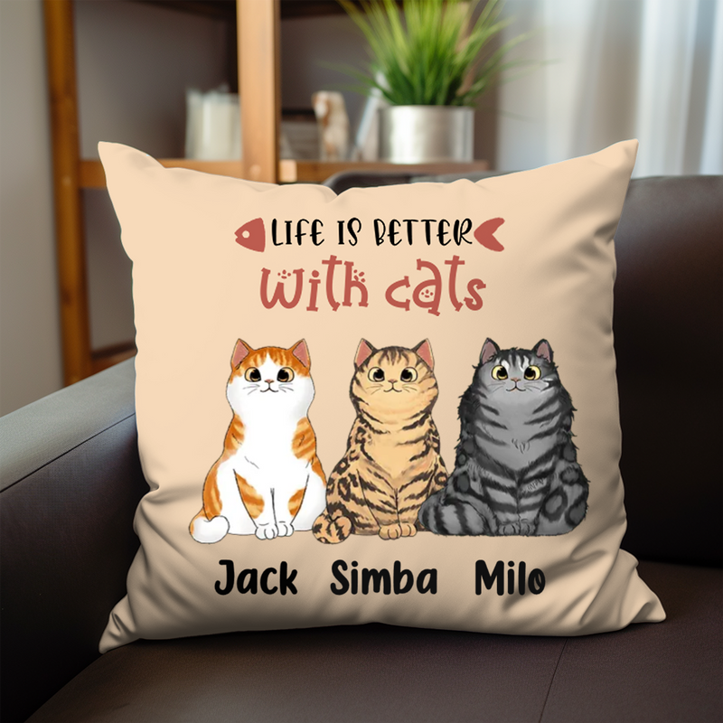 Cat Lovers - Life Is Better With Cats - Personalized Pillow