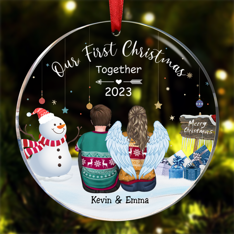 Couple -Our First Christmas Together - Personalized Circle Ornament