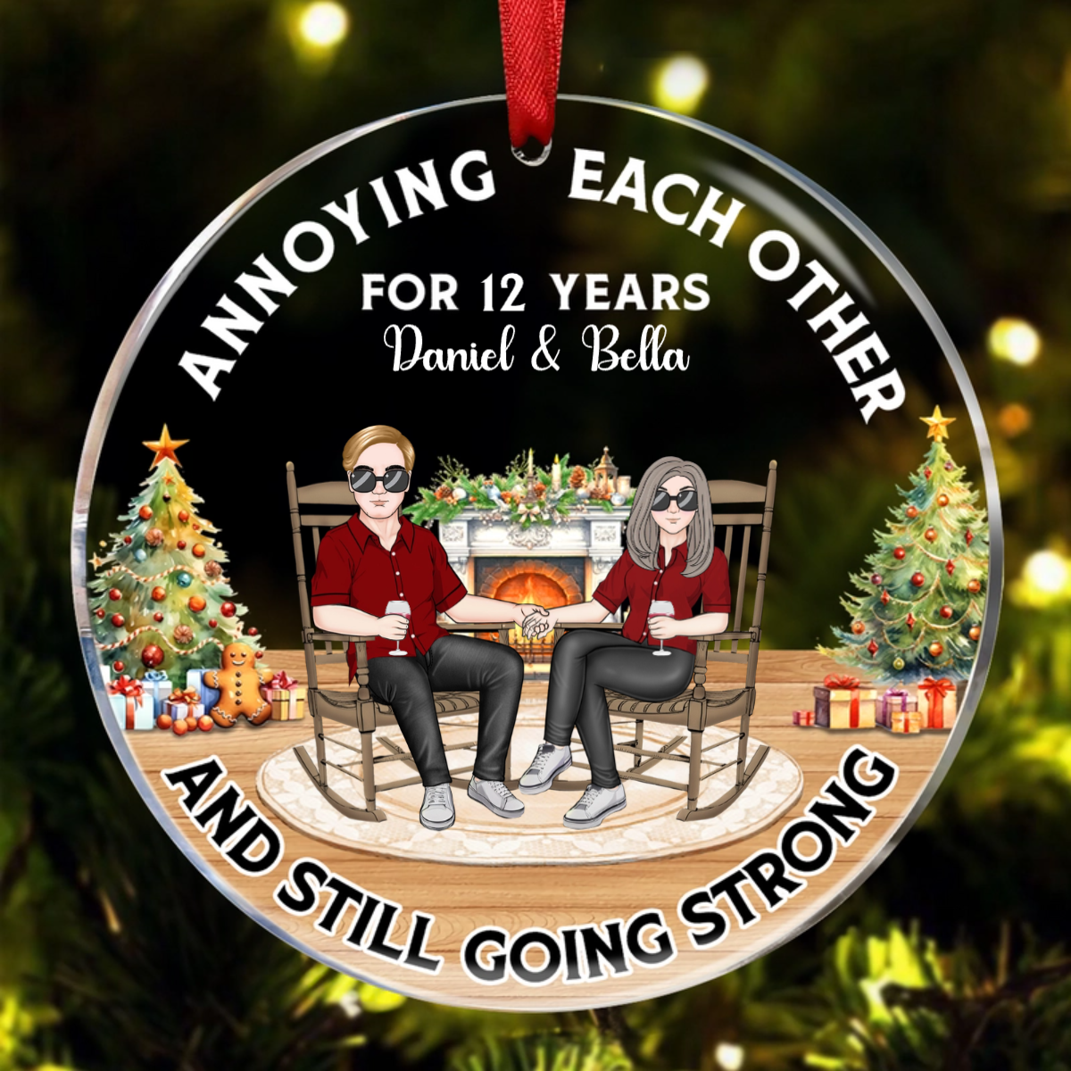 Christmas Family Couple Annoying Each Other For Years - Gift For Couples - Personalized Custom Circle Acrylic Ornament